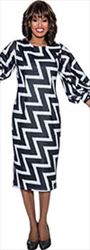 Nubiano Dresses DN1311 - Zig Zag Print Dress with Puff Sleeves