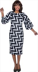 Nubiano Dresses DN1311 - Zig Zag Print Dress with Puff Sleeves