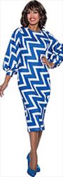 Nubiano Dresses DN1311 - Zig Zag Print Dress with Puff Sleeves