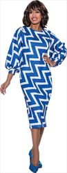 Nubiano Dresses DN1311 - Zig Zag Print Dress with Puff Sleeves