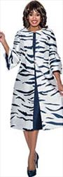 Nubiano Dresses DN1342 - Solid Color Dress with Animal Print Duster