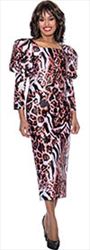 Nubiano Dresses DN1361 - Animal Print Dress with Puff Shoulders and Square Neckline