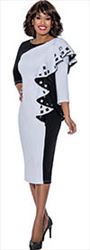 Nubiano Dresses DN1491 - Two Tone Dress with Cubic Cutout Side Ruffle