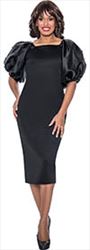Nubiano Dresses DN1551 - Pearl Adorned Puff Sleeve Dress with Square Neckline