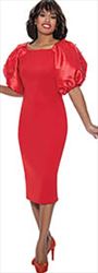 Nubiano Dresses DN1551 - Pearl Adorned Puff Sleeve Dress with Square Neckline