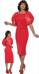 Nubiano Dresses DN1551 - Pearl Adorned Puff Sleeve Dress with Square Neckline