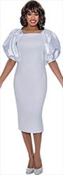 Nubiano Dresses DN1551 - Pearl Adorned Puff Sleeve Dress with Square Neckline