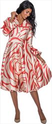 Nubiano Dresses DN1771 - Print Button Front Dress with Sash Tie