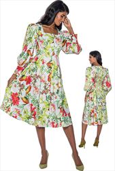 Nubiano Dresses DN841 -  Floral Print Dress with Button Front