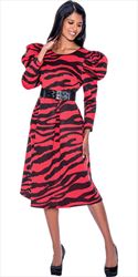 Nubiano Dresses DN1081 - Animal Print Dress with Belt