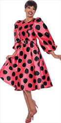 Dresses by Nubiano - 12031 - Multi - Belted Dot Print Dress