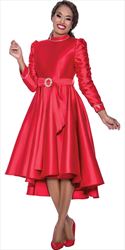 Dresses By Nubiano 100091 - Red - Twill Crystal Trim Dress