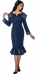 Dresses By Nubiano 100101 - Navy - Rhinestone Embellished Dress