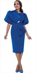 Dresses By Nubiano 12351 - Royal - Scuba Bow Dress