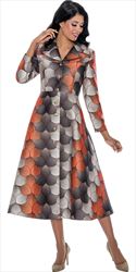 Dresses by Nubiano 12421 - Brown Multi - Button Front Print Twill Dress