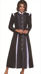 Regal Robes RR9131-Black White Church Robe With Contrast Pleats