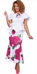 Stellar Looks - SL1022 - 2 PC Floral Motif Scuba Fabric Ensemble