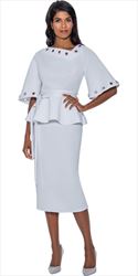 Stellar Looks - SL1652 - 2 PC White Asymmetric Scuba Skirt Suit with Grommets