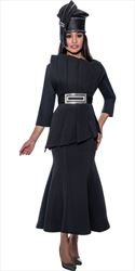 Stellar Looks - SL1672 - 2 PC Black Asymmetric Scuba Skirt Suit with Pleated Panel