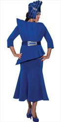 Stellar Looks - SL1672 - 2 PC Royal Asymmetric Scuba Skirt Suit with Pleated Panel