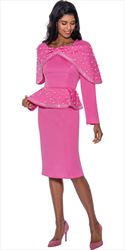 Stellar Looks - SL1701 - 1 PC Hot Pink Embellished Capelet Dress