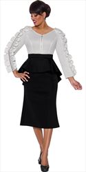 Stellar Looks - 1771 - Black White Two-tone Scuba Dress