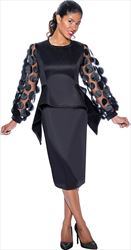 Stellar Looks - SL1012 - 2 PC Black Scuba Skirt Suit with Petal Sleeves