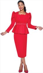 Stellar Looks - SL1262 - 2 PC Scuba Skirt Suit with Embellishments