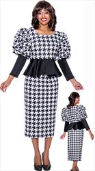 Stellar Looks - SL1272 - 2 PC Houndstooth Print Scuba Skirt Suit