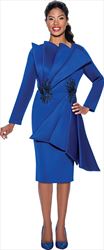 Stellar Looks - SL1311 - Scuba Fabric Dress with Asymmetric Fan Panel Styling 