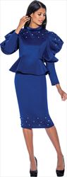 Stellar Looks - SL1402 - 2 PC Scuba Skirt Suit With Embellishments