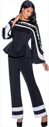 Stellar Looks - SL1412 - 2 PC Scuba Pant Set With Novelty Feather Trim