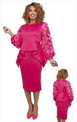 Stellar Looks - SL1012 - 2 PC Pink Scuba Fabric Ensemble with Petal Sleeves