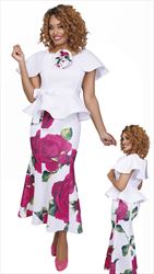 Stellar Looks - SL1022 - 2 PC Floral Motif Scuba Fabric Ensemble