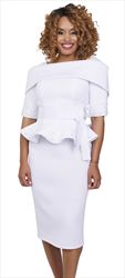 Stellar Looks - SL1032 - 2 PC White Portrait Collar Scuba Fabric Ensemble