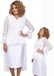 Stellar Looks - SL1082 - 2 PC White Sheer Dot High Low Ensemble
