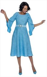 Terramina 7010-Blue Flutter Sleeve Dress-18