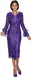 Terramina 3 PC Set Silk Look and Lace Skirt Suit 7043