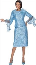 Terramina 2 PC Lace Skirt Suit with Bell Sleeves 7044