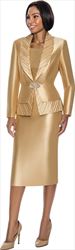 Terramina 3 PC Silk Look Skirt Suit with Texture Detailing 7046