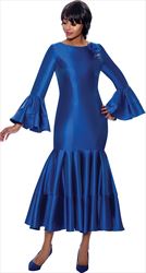 Terramina Pleated Drop Waist Dress with Flounce Sleeves 7764