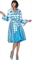 Terramina Polka Dot Bell Cuff Sleeve Dress 7794