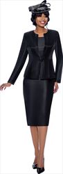 Terramina  Classic Style Womens Three Piece Church Suit with Rhinestone Clasp 7874