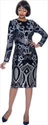 Terramina Long Sleeve Womens Dress with Sequin Pattern Design 7942