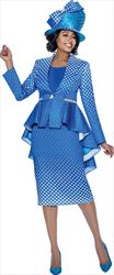 Terramina 7824 - Diamond Grid Pattern Design Church Suit With Extended Peplum Jacket