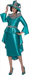 Terramina 7935 - Womens Church Suit With Animal Print Trim And Waist Cape 