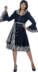 Terramina 7953 - Blue Dress With Zebra Trim and Grommet Accents 
