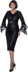 Terramina 7965 - Black Skirt Suit with Illusion Sleeves
