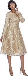Terramina 7975 - Gold Filligree Illusion Overlay Dress