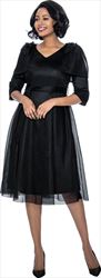Terramina 7978 - Black Cape Sleeve Dress with Sash